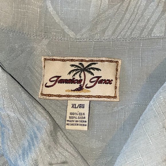 Jamaica Jaxx Green 100% Silk Button Down Hawaiian Shirt XL Cool Mint Green - Picture 7 of 7